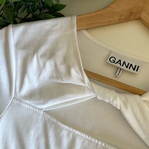 GANNI twist-detail cotton T-shirt size XS